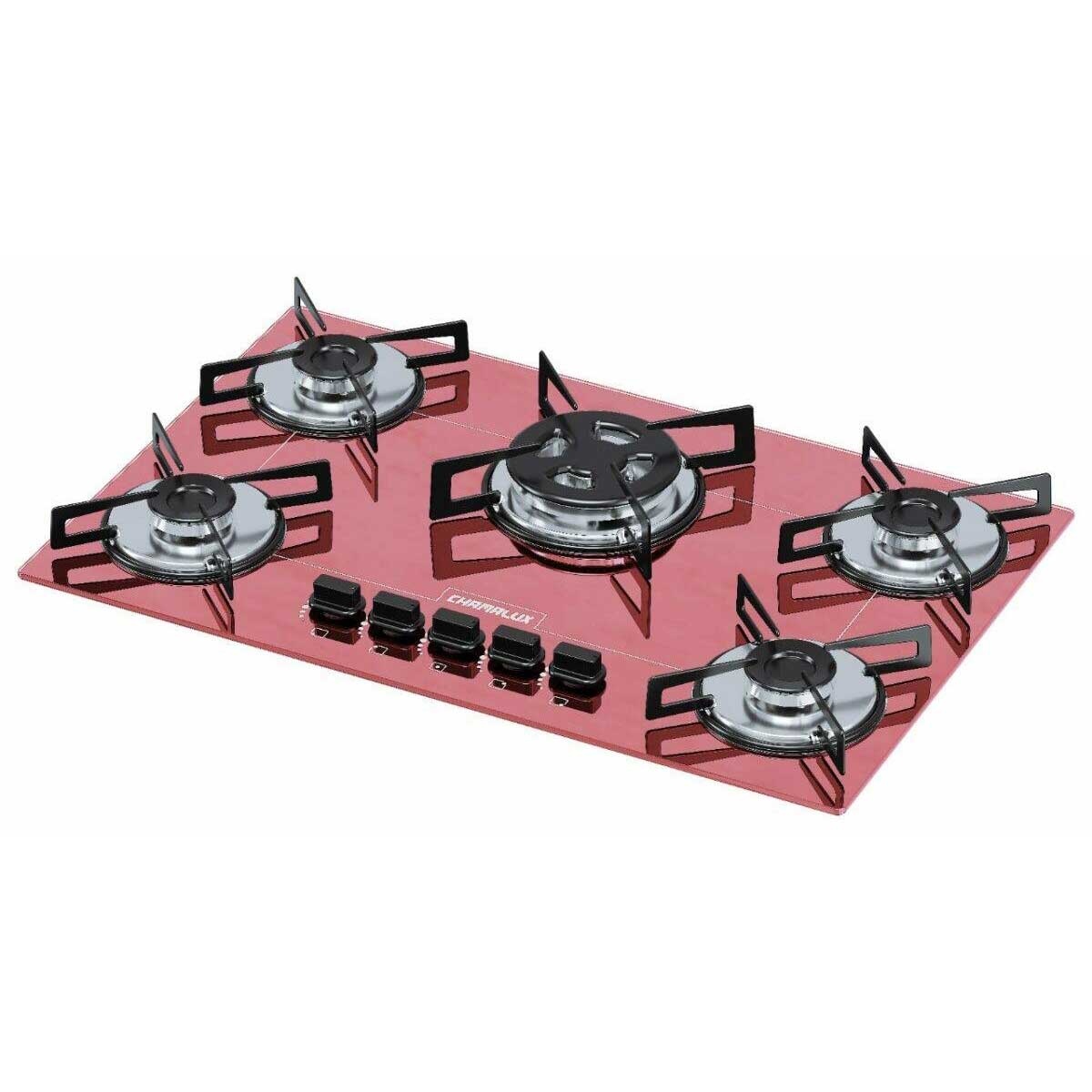 Cooktop 5 Bocas Chamalux Rosa - Tripla Chama - Gás Bivolt Cooktop 5 Bocas Chamalux Rosa - Tripla Chama - Gás Bivolt