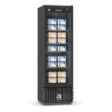 Expositor Vertical Para Sorvetes Refrimate 400 Litros Porta Vidro Preto 220v Vcs400pvb