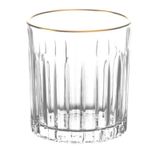 Jogo 6 Copos Para Whisky Soho Em Cristal Ecológico Com Borda Dourada 310ml - L&#39;hermitage