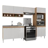 Armário De Cozinha Compacta Modulada Com Torre Quente E Gabinete Para Pia Paris Multimóveis Mp2228 Rustic/branco