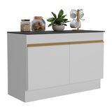 Balcão Cozinha Gabinete Pia 120cm 2 Portas Com Rodapé Veneza Multimóveis Mp2239 Branco/dourado