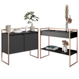 Conjunto Buffet Compacto E Aparador Industrial Preto Cobre