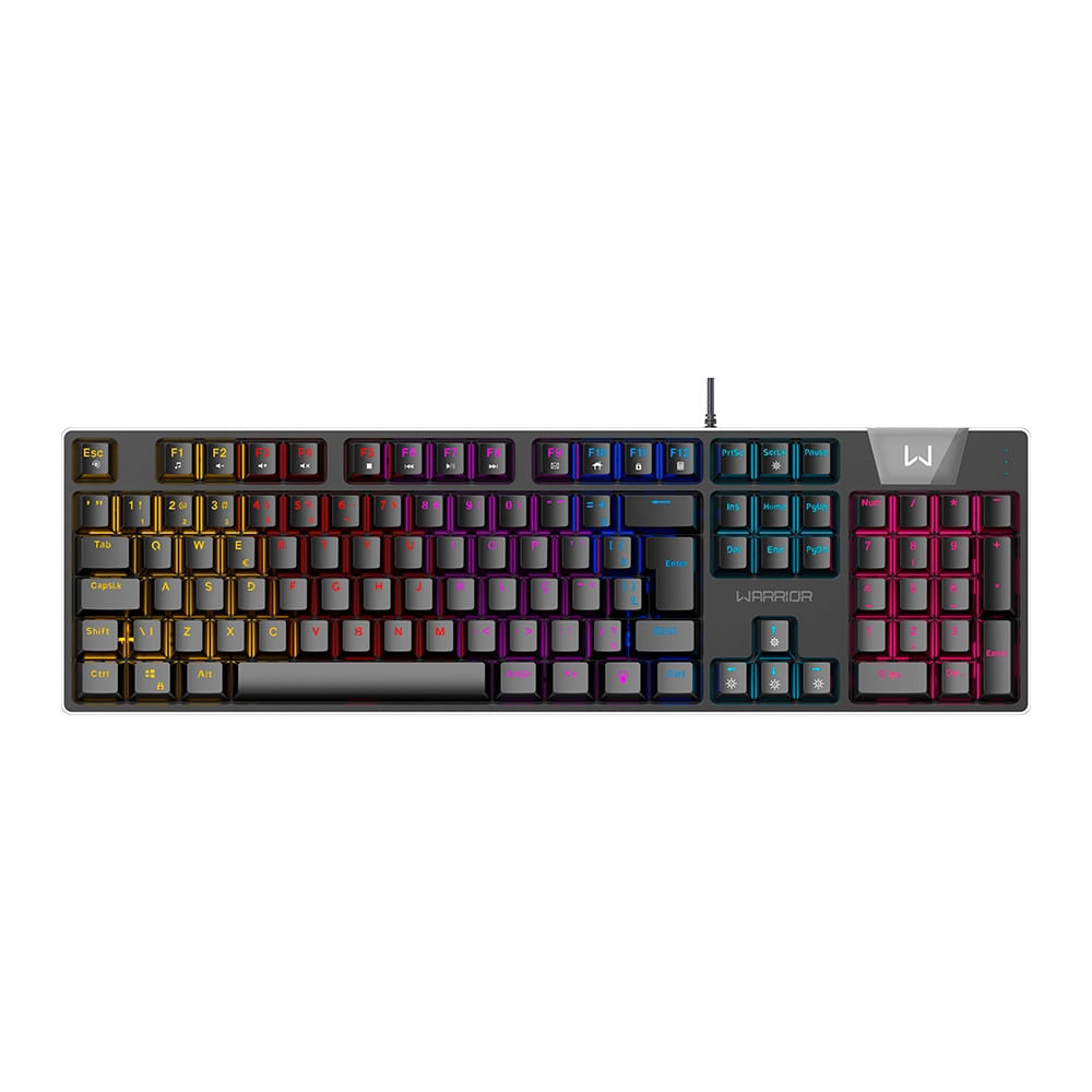 Teclado Gamer Mecânico Royal Score, Full Size, Blue Switch, Abnt2, Rgb Preto Warrior - Tc313