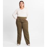 Calça Wide Leg Plus Size Secret Glam Verde Plus G4