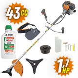 Roçadeira Aparador De Grama Á Gasolina Tekna Rl430p Plus Motor 2t 43cc 1,7hp Modelo Completo Com Lâmina 3 Pontas E Cabeçote Nylon + Óleo Stihl 2t