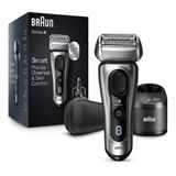 Barbeador Eletrico Masculino Portatil Braun 8467cc Com Suporte De Carregamento E Estojo, Prata