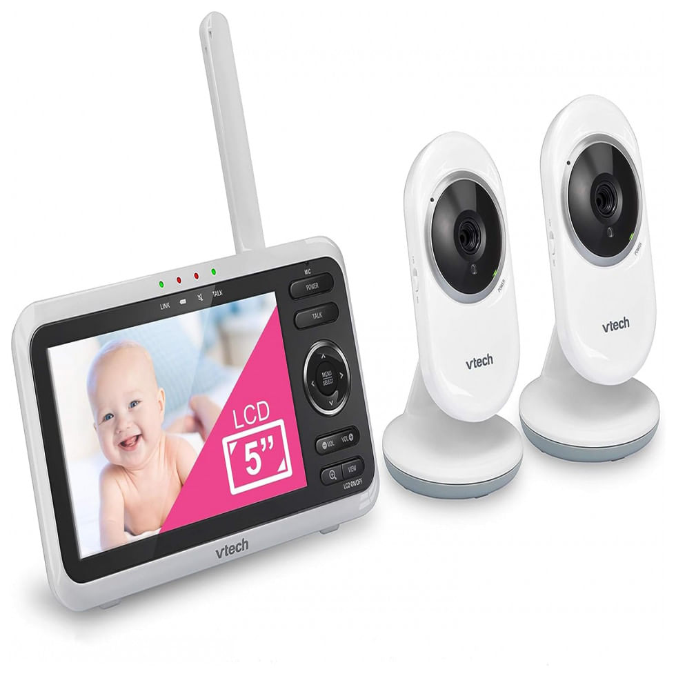 Baba Eletronica 2 Monitor Com 2 Cameras De Hd 1080p E Visao Noturna, Alcance De 304m, Vtech Vm350 2, Branco