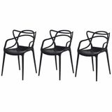 Kit 3 Cadeiras Para Sala De Jantar Allegra Empilháveis Pretas Preto