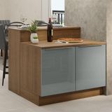 Ilha De Cozinha Com Bancada E Balcão 120 Cm Rustic/cinza Lux Madesa