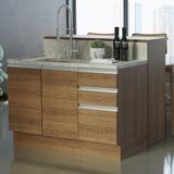 Ilha De Cozinha Com Bancada E Balcão 120 Cm Rustic Glamy Madesa