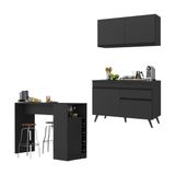 Cozinha Compacta Com Bancada Americana 1 Porta Veneza Multimóveis Mp2207 Preto