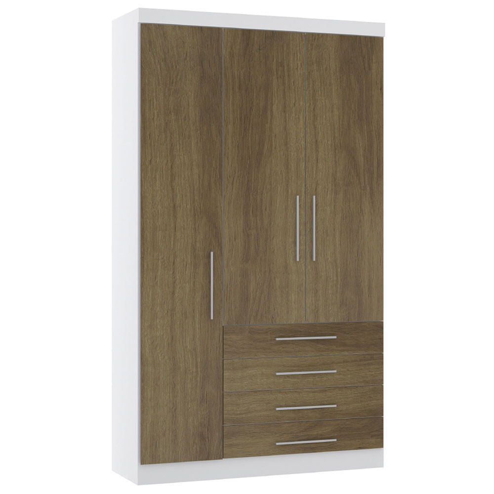 Guarda Roupa Modulado 132cm 3 Portas E 4 Gavetas Alpes Luciane Móveis