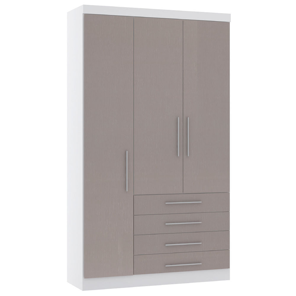 Guarda Roupa Modulado 132cm 3 Portas E 4 Gavetas Alpes Luciane Móveis