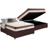 Cama Box Baú Casal: Colchão Molas Ensacadas Anjos Masterpocket King Bestc Courano Brown(138x188)