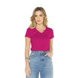 Blusa Feminina Básica Manga Curta Gola V