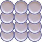 12 Pratos Sobremesa Tramontina Rústico Azul Em Porcelana Decorada 21 Cm 96880001