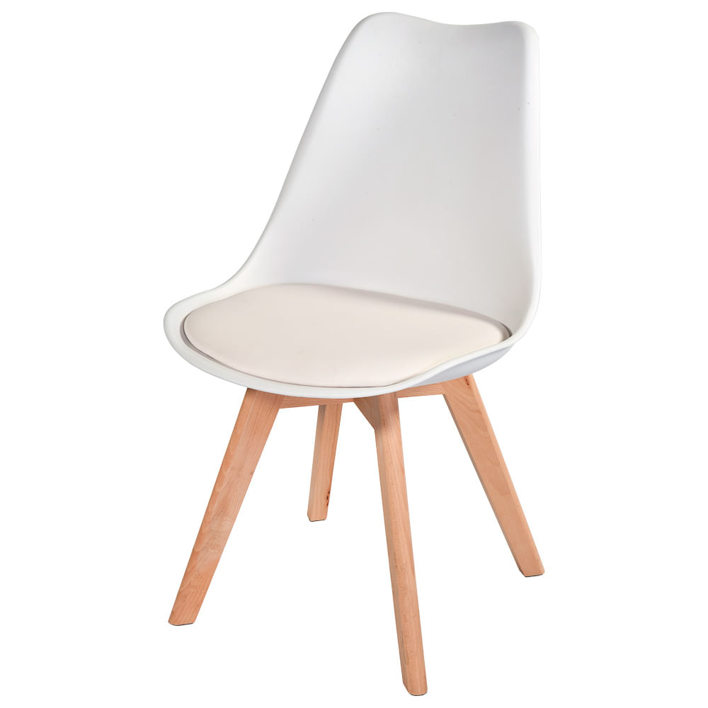 Cadeira Leda Branca - Charles Eames Wood Com Almofada