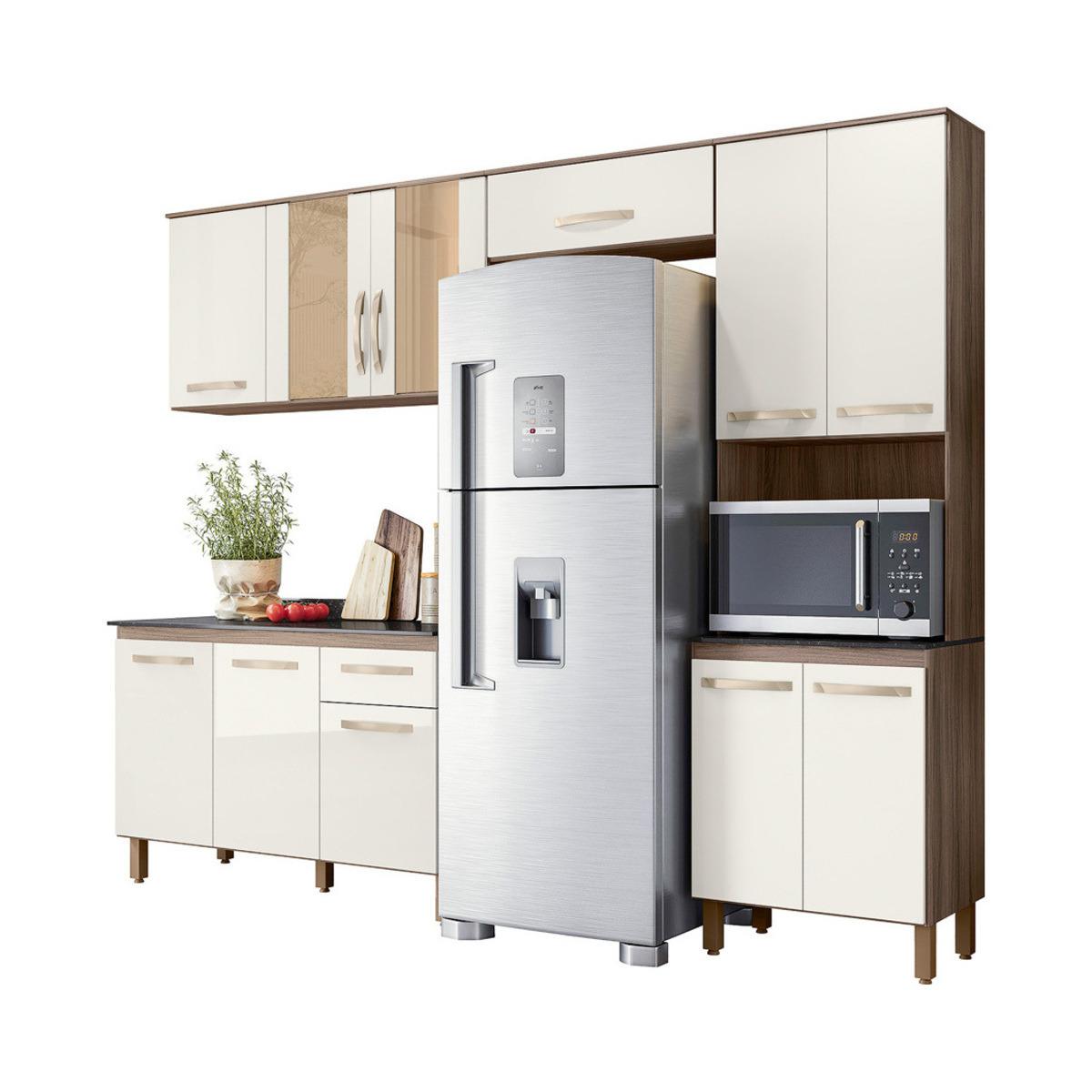 Armário Cozinha Compacta Com Gabinete Para Pia 120cm Multimóveis Cr20240 Off White/carvalho Nature