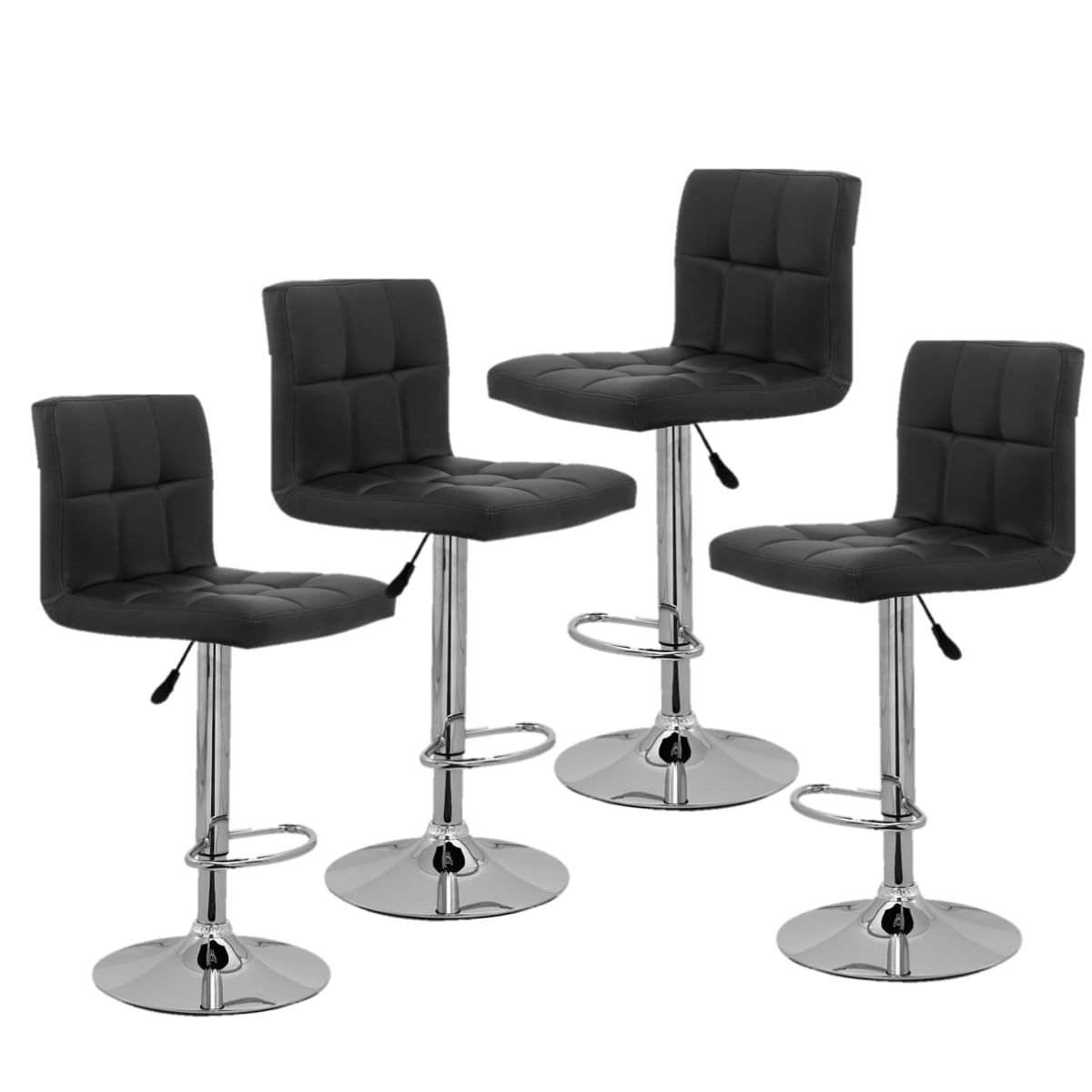 Conjunto Kit  4 Banquetas Gomos Confort Giratoria Alta Bar Bancada