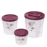 Conjunto Porta Mantimentos Decora Rosca 3 Peças Vinho Floral Plasutil Ref.3713