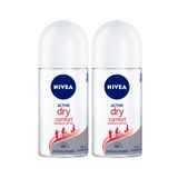 Kit Desodorante Roll On Nívea Dry Confort 50ml - 2 Unidades