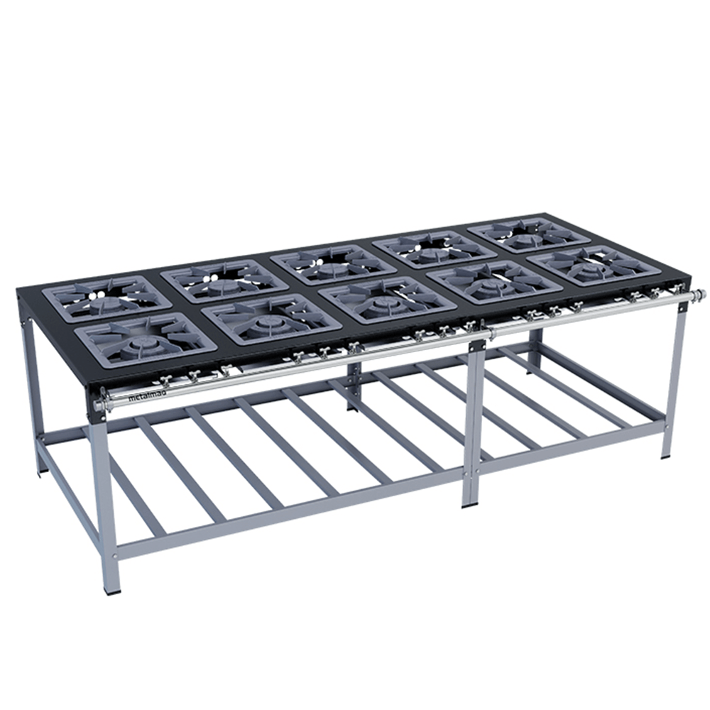 Fogão 10 Bocas Metalmaq Stori Premium 40x40 B. Pressão Inox/preto - M17 Fogão 10 Bocas Metalmaq Stori Premium 40x40 B. Pressão Inox/preto - M17
