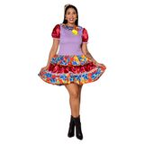 Vestido Junino Rodado Caipira Adulto Vestido Festa Junina Flor Babado