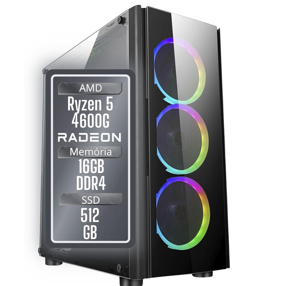 Pc Gamer 3green Winner, Amd Ryzen 5 4600g, 16gb Ddr4, Ssd 512gb, Gráficos Radeon Vega, Fonte 500w - Gsw-24003