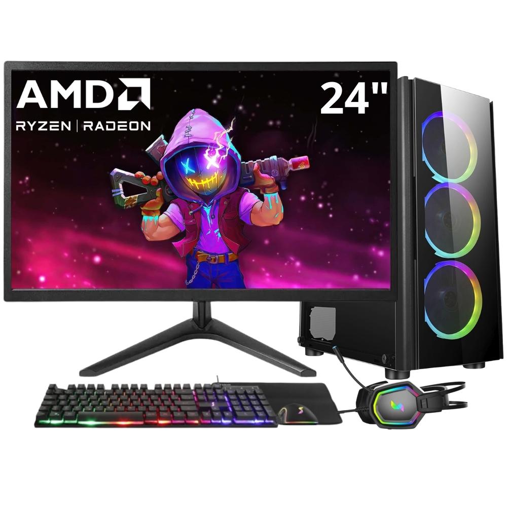 Pc Gamer 3green Winner, Amd Ryzen 5 5600g, 16gb Ddr4, Ssd 1tb, Gráficos Radeon Vega, Fonte 500w, Monitor 24&quot; Led, Kit Gamer Completo - Gsw-24010