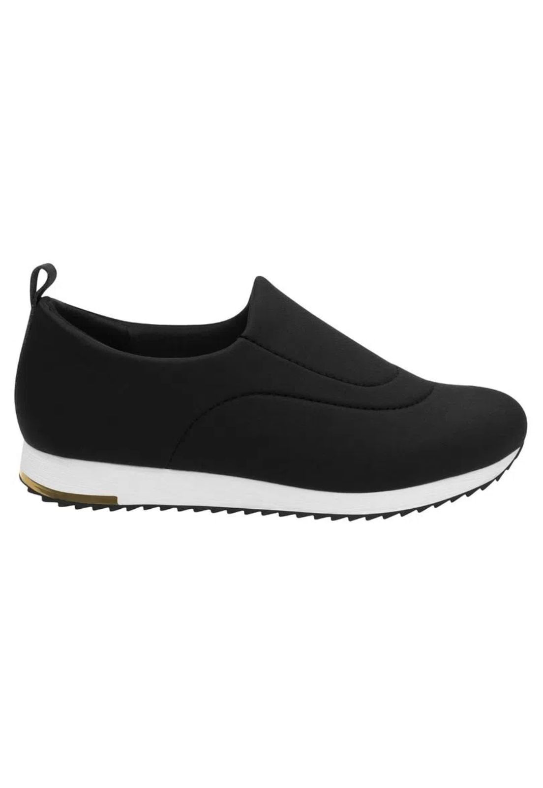 Tenis Usaflex Slip On Preto Elastano Detalhe Costura V9103