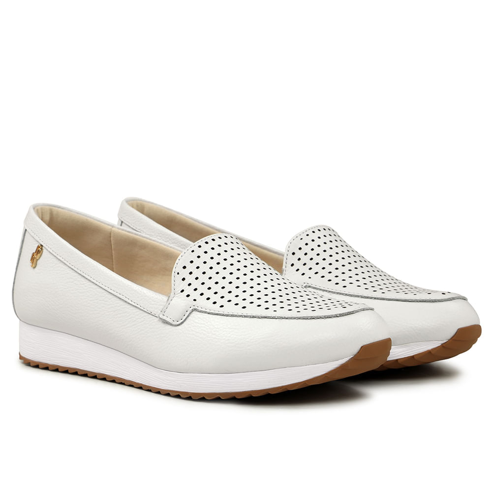 Tenis Usaflex Loafer Branco Com Laser Ag3601