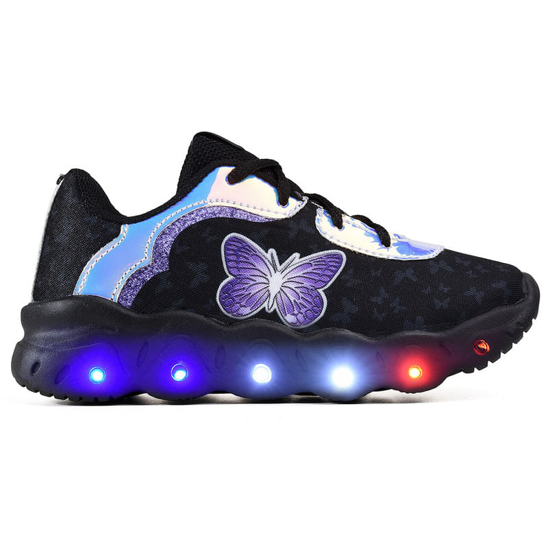 Tenis Infantil De Led Meninas Refletivo Casual Leve Light