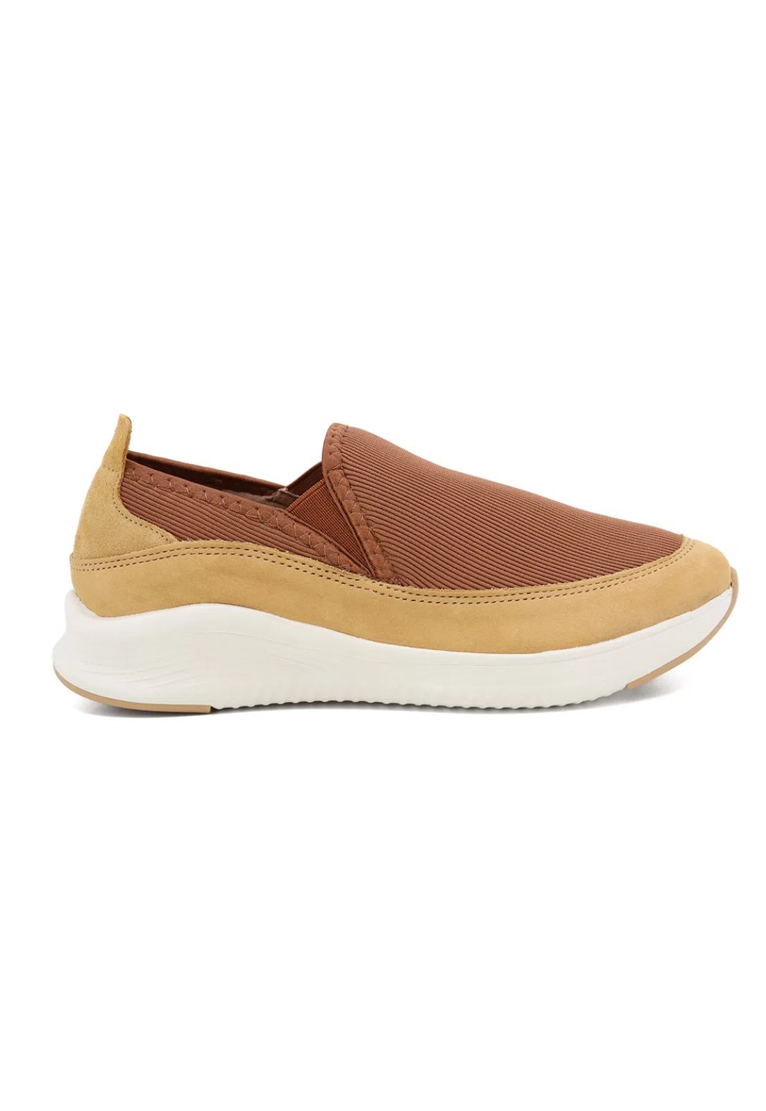 Tênis Usaflex Slip On Canelado Marrom Detalhe Camurça Af3219