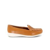 Tenis Usaflex Loafer Couro Entrelaçado Tan Ah3706