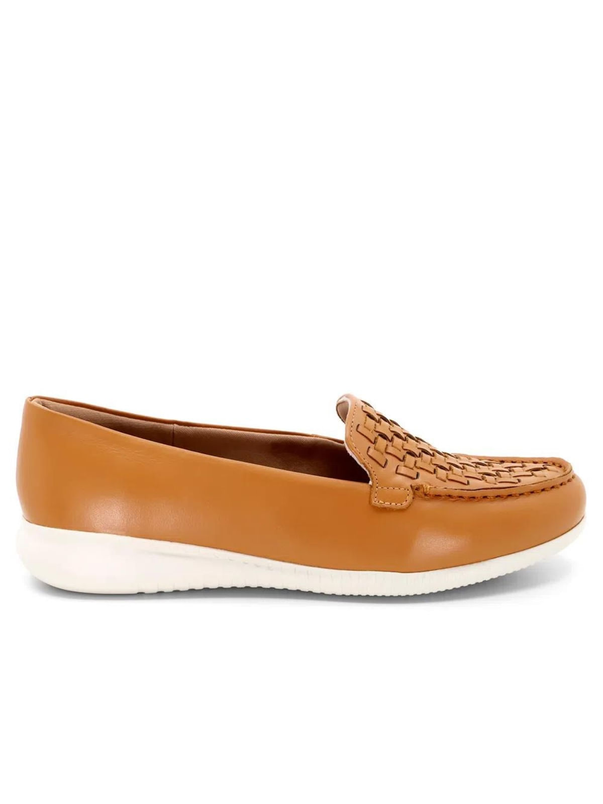 Tenis Usaflex Loafer Couro Entrelaçado Tan Ah3706