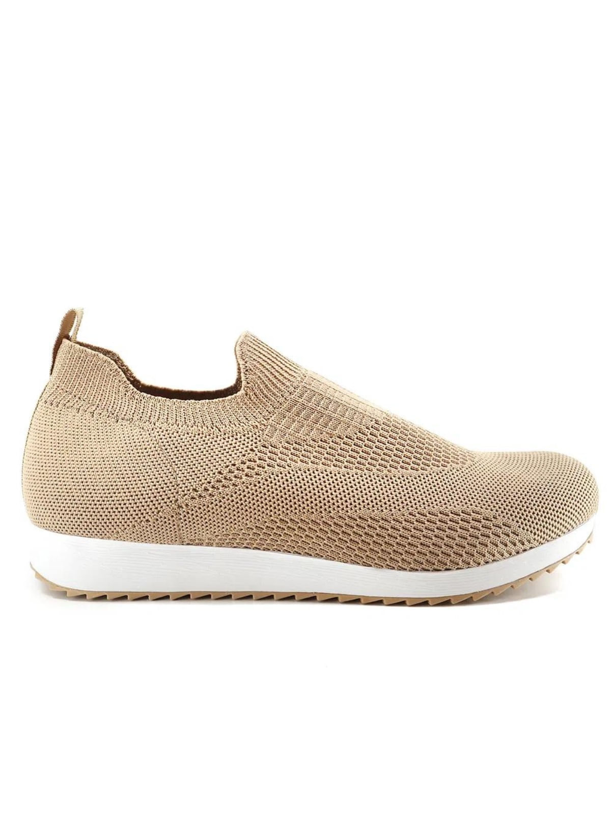 Tênis Usaflex Slip On Amêndoa Tricot Ag3607