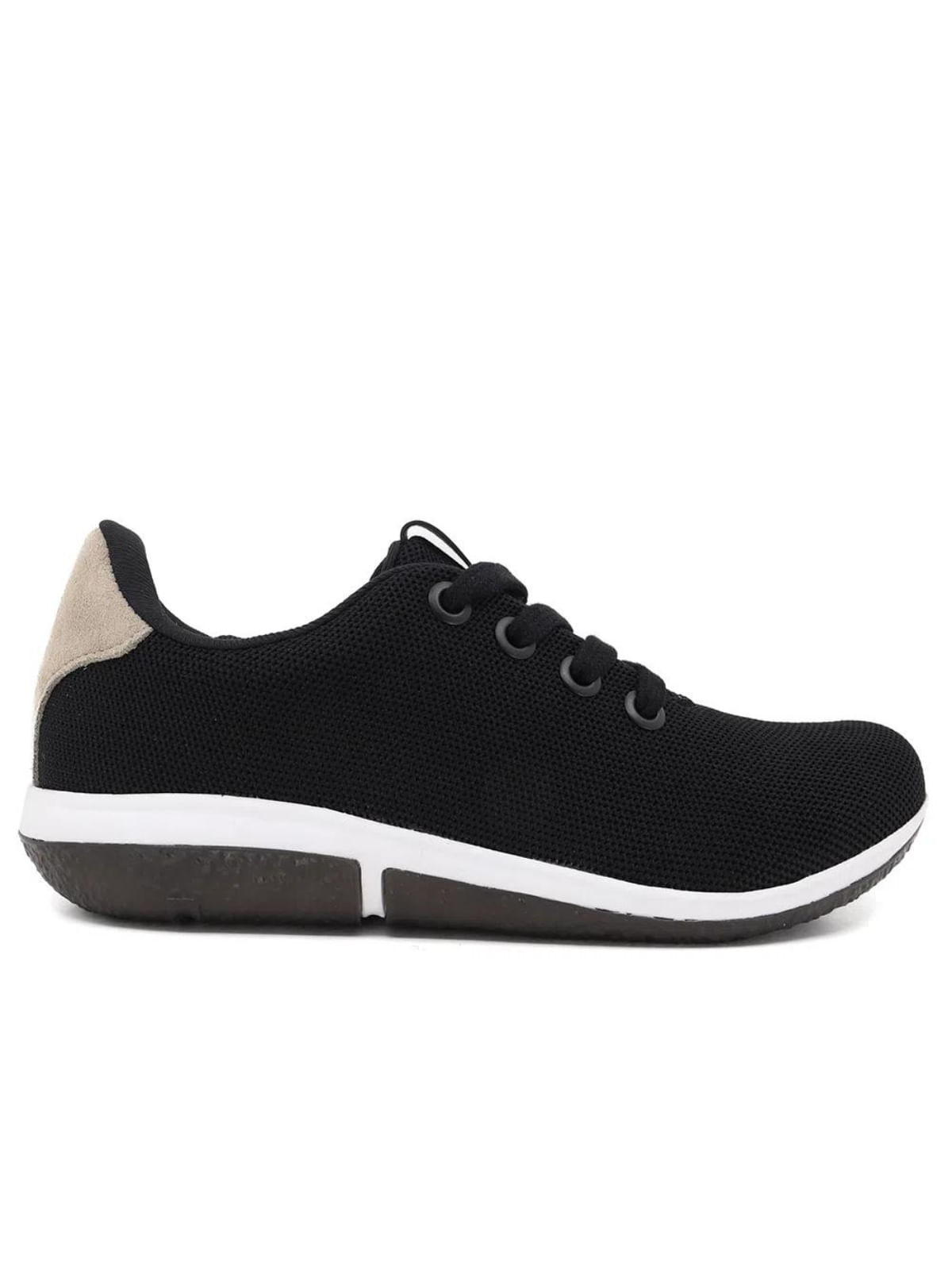 Tenis Usaflex Preto Tricot Detalhe Camurça Ah3801