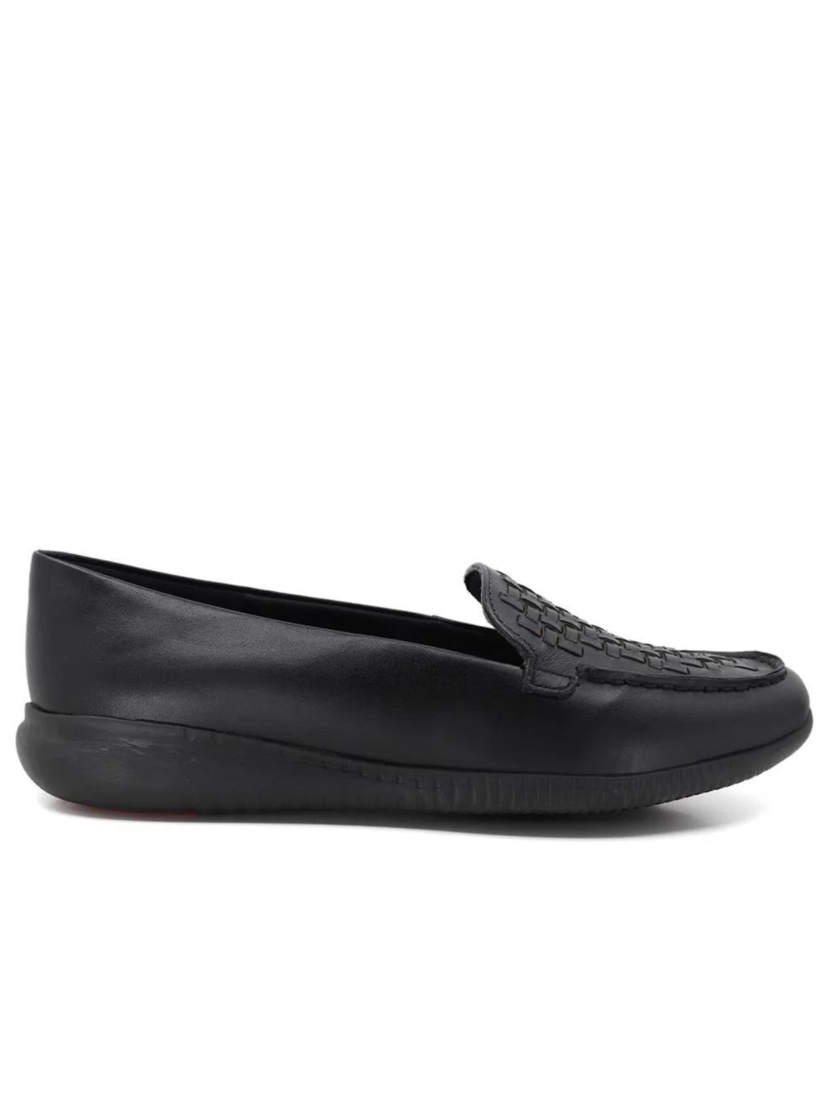 Tenis Usaflex Loafer Couro Entrelaçado Preto Ah3706