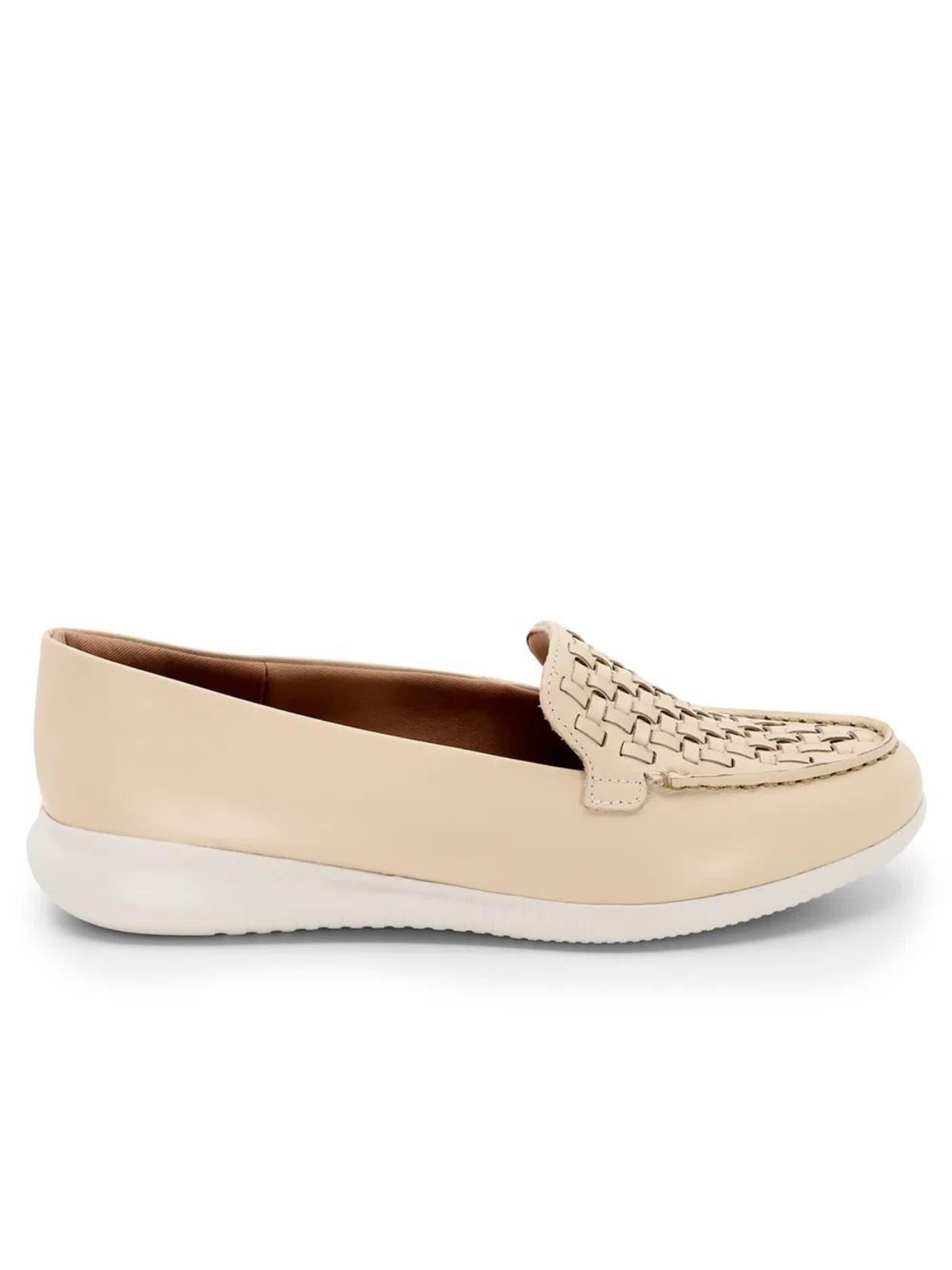 Tenis Usaflex Loafer Couro Entrelaçado Vanilla Ah3706