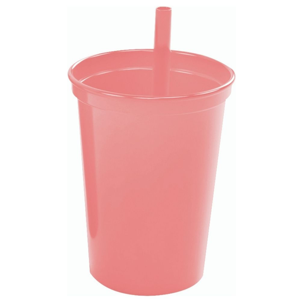 Copo Infantil Com Canudo Fixo 330ml Plasutil Ref.2581