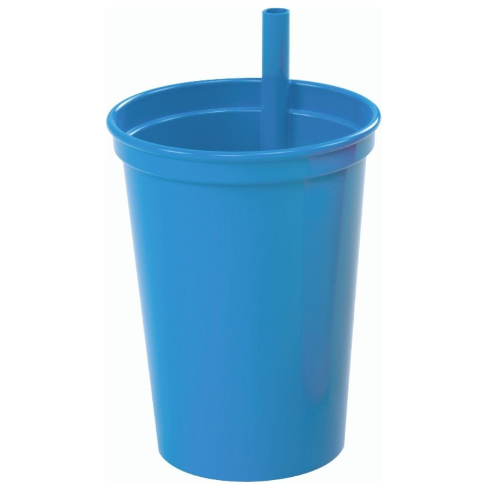 Copo Infantil Com Canudo Fixo 330ml Plasutil Ref.2581