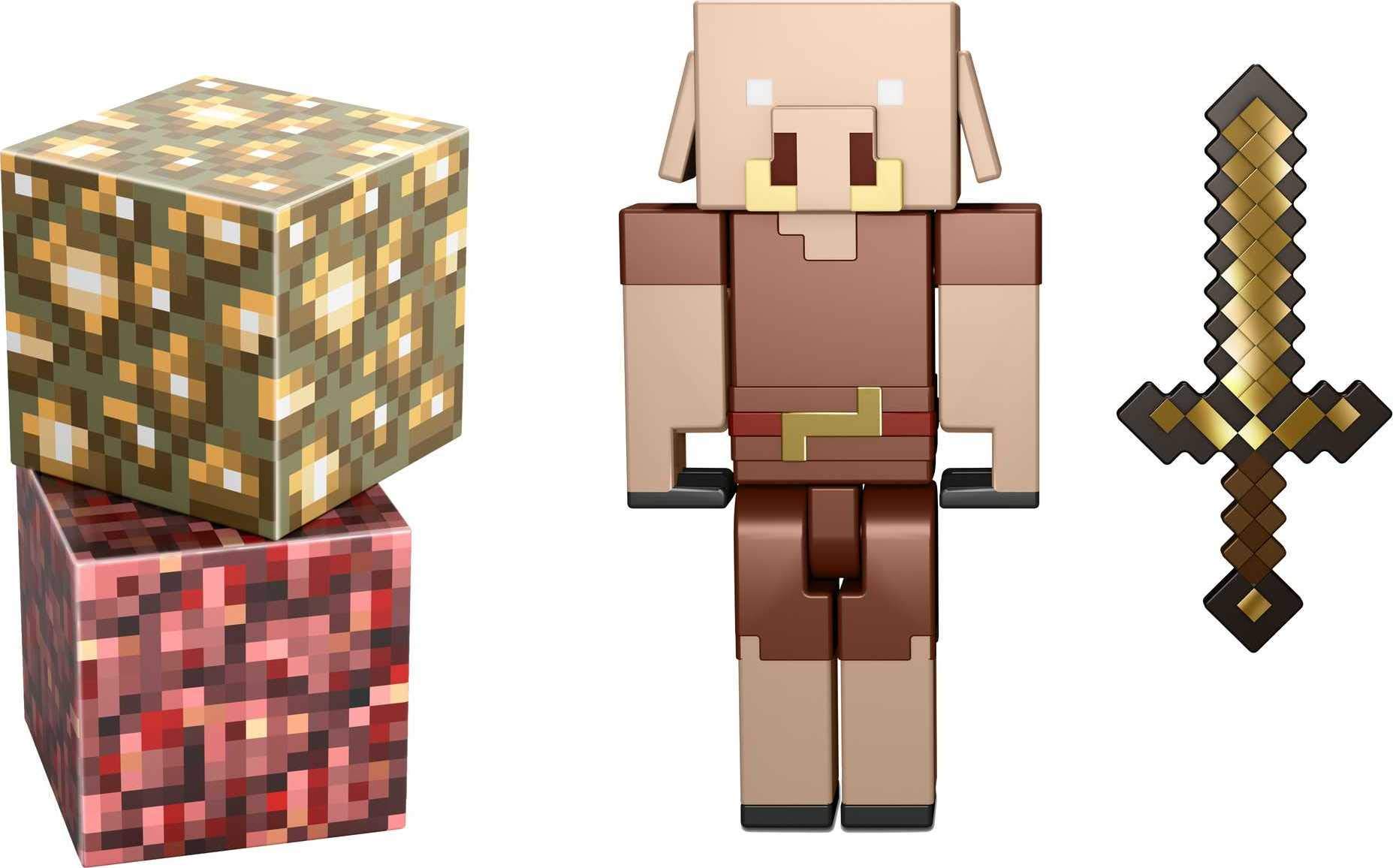 Bonecos De Ação Minecraft Piglin Craft-a-block 2-pk Mattel