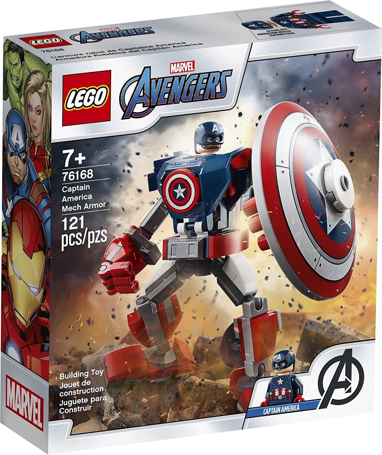 Brinquedo De Construção Lego Marvel Avengers Classic Captain America Mech Armor 76168 Com 121 Peças