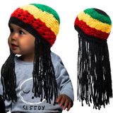 Chapéu De Fantasia Chapéu Geyoga Rasta Com Longos Cabelos Pretos Para Crianças