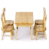 Conjunto De Mesa E Cadeiras Em Miniatura Dollhouse Em Madeira Em Escala 1/12