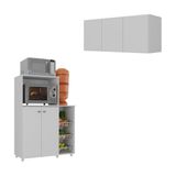 Kit Armário De Cozinha 3 Portas Com Balcão Multiuso/fruteira Multimóveis Mp2235 Branco