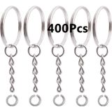Chaveiro Kinjoek 200 Pcs 25 Mm Com Corrente E Anéis De Salto Niquelado