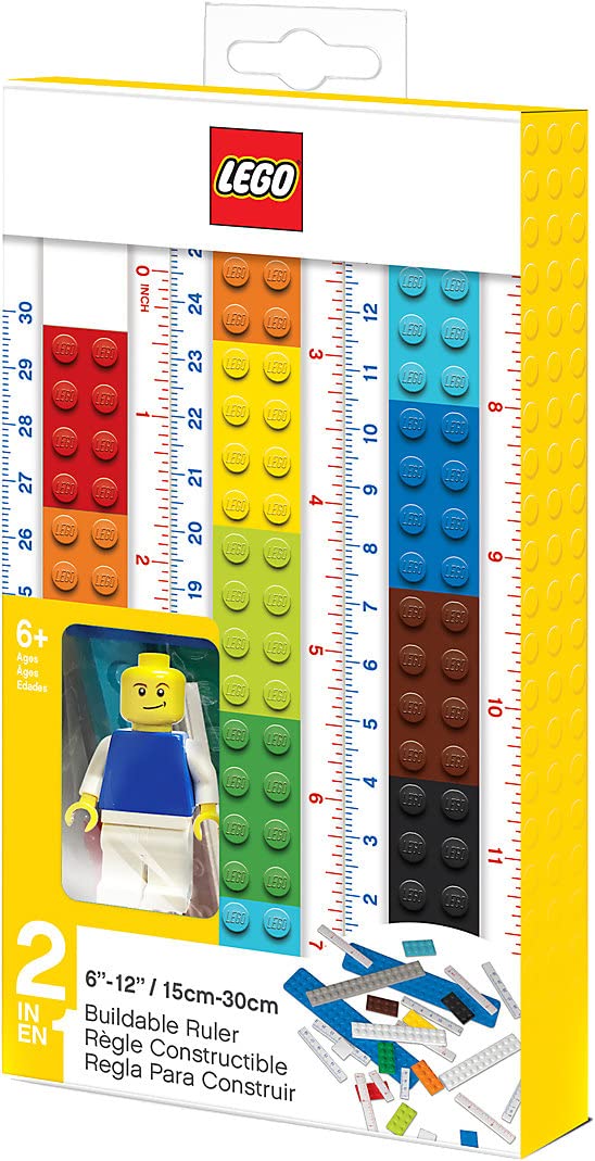 Papelaria Ruler Lego Montável Com Minifigura De 30 Cm A 15 Cm