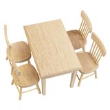 Cadeira De Mesa De Jantar Em Miniatura, Conjunto De Móveis De Madeira, Escala 1:12