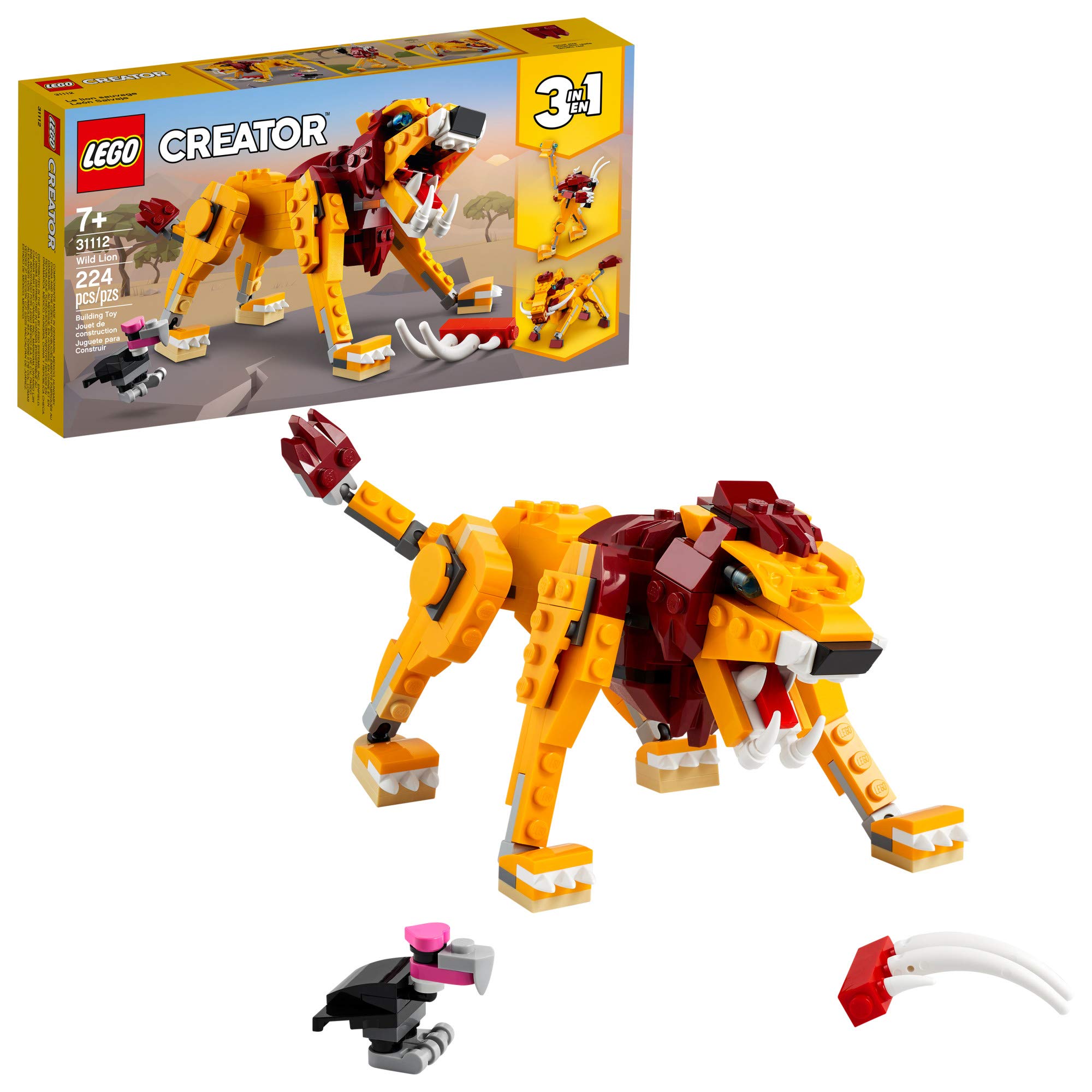 Brinquedo De Construção Lego Creator 3in1 Wild Lion 31112 Para Crianças